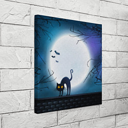 Холст квадратный Полнолуние и черный кот - жуткий Хэллоуин, цвет: 3D-принт — фото 2
