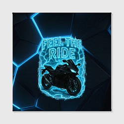 Холст квадратный Feel the ride неоновый мото, цвет: 3D-принт — фото 2