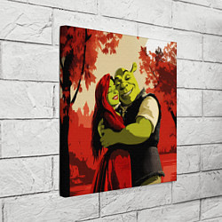 Холст квадратный Шрек и Фиона обнимаются в осеннем лесу, цвет: 3D-принт — фото 2