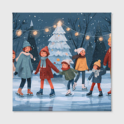 Холст квадратный Новогодние каникулы на катке, цвет: 3D-принт — фото 2