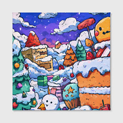 Холст квадратный Новогоднее настроение из сладостей, цвет: 3D-принт — фото 2