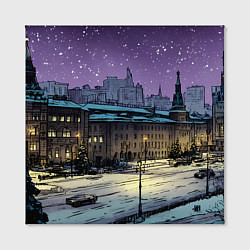Холст квадратный Ночь в новогодней Москве, цвет: 3D-принт — фото 2