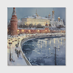 Холст квадратный Новогодние праздники в Москве, цвет: 3D-принт — фото 2