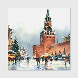 Холст квадратный Новогодний Кремль, цвет: 3D-принт — фото 2