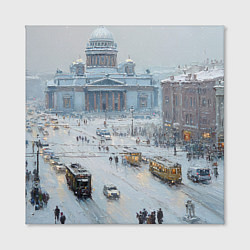 Холст квадратный Новогодняя улица Питера, цвет: 3D-принт — фото 2