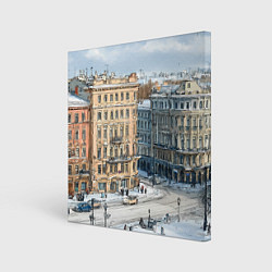 Холст квадратный Зимняя улица Питера, цвет: 3D-принт