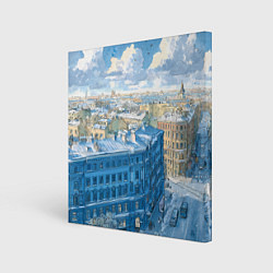 Холст квадратный Зимний утренний Питер, цвет: 3D-принт