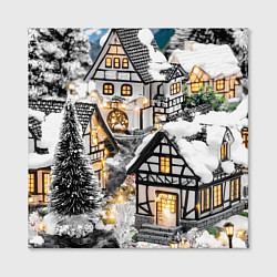 Холст квадратный Объемные новогодние дома, цвет: 3D-принт — фото 2