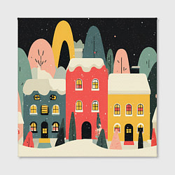 Холст квадратный Разноцветные новогодние дома, цвет: 3D-принт — фото 2