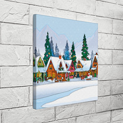 Холст квадратный Новогодник дворик, цвет: 3D-принт — фото 2