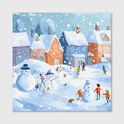 Холст квадратный Предновогодний день во дворе, цвет: 3D-принт — фото 2
