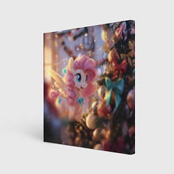 Холст квадратный Милая новогодняя лошадка с крыльями, цвет: 3D-принт