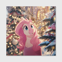 Холст квадратный Удивленная лошадка - Новый год, цвет: 3D-принт — фото 2