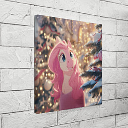 Холст квадратный Удивленная лошадка - Новый год, цвет: 3D-принт — фото 2