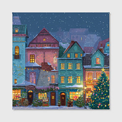 Холст квадратный Новогодний дворик, цвет: 3D-принт — фото 2