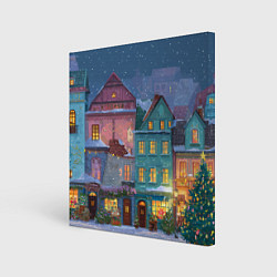 Картина квадратная Новогодний дворик