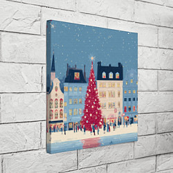 Холст квадратный Новогоднее гуляние у красной елки, цвет: 3D-принт — фото 2