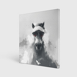 Холст квадратный Черно-белый новогодний конь, цвет: 3D-принт