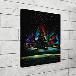 Холст квадратный Новый год на черном фоне, цвет: 3D-принт — фото 2