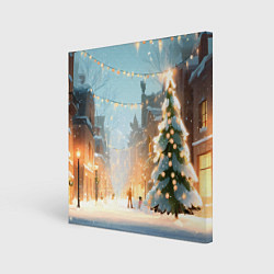 Холст квадратный Новогодняя елочка, цвет: 3D-принт