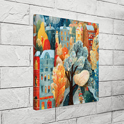 Холст квадратный Разноцветные новогодние домики, цвет: 3D-принт — фото 2