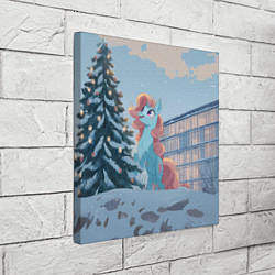 Холст квадратный Новогодняя лошадка у елочки, цвет: 3D-принт — фото 2