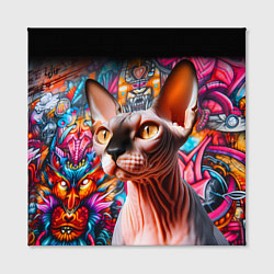 Холст квадратный Sphynx on a graffiti background, цвет: 3D-принт — фото 2