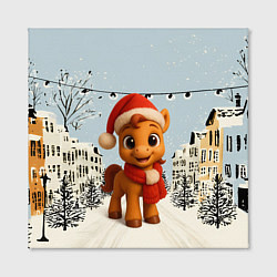 Холст квадратный Милая новогодняя лошадка с шарфом, цвет: 3D-принт — фото 2