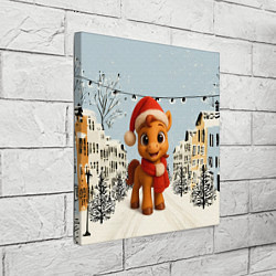 Холст квадратный Милая новогодняя лошадка с шарфом, цвет: 3D-принт — фото 2