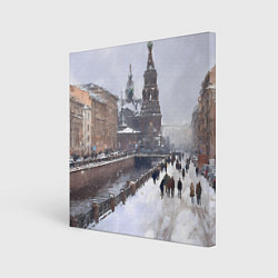 Холст квадратный Санкт-Петербург зима, цвет: 3D-принт