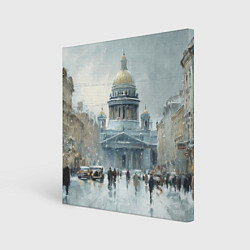 Холст квадратный Санкт-Петербург зимний пейзаж, цвет: 3D-принт