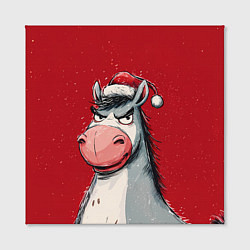 Холст квадратный Недовольная новогодняя лошадь, цвет: 3D-принт — фото 2