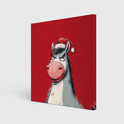 Холст квадратный Недовольная новогодняя лошадь, цвет: 3D-принт