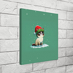Холст квадратный Новогодний мем котик, цвет: 3D-принт — фото 2