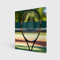 Холст квадратный Ракетка на корте, цвет: 3D-принт