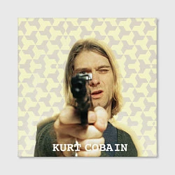 Холст квадратный Кобейн с пистолетом, цвет: 3D-принт — фото 2