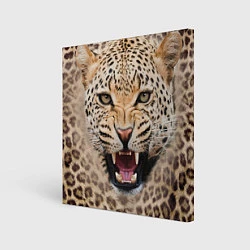 Холст квадратный Взгляд леопарда, цвет: 3D-принт