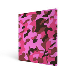 Холст квадратный Камуфляж: розовый/коричневый, цвет: 3D-принт