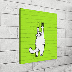 Холст квадратный Кот Симон на стене, цвет: 3D-принт — фото 2