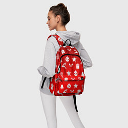 Рюкзак Новогодний узор красный градиент, цвет: 3D-принт — фото 2