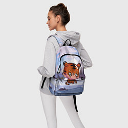 Рюкзак Грустный тигр на зимнем фоне, цвет: 3D-принт — фото 2