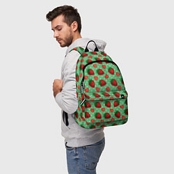 Рюкзак Клубника на зеленом фоне, цвет: 3D-принт — фото 2