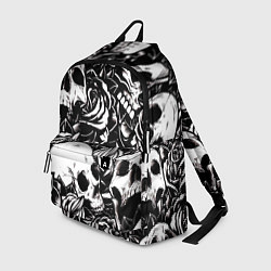Рюкзак Черепа и розы на черном фоне, цвет: 3D-принт