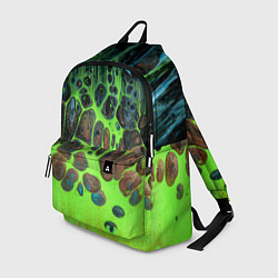 Рюкзак Неоновый песок и камни - Зелёный, цвет: 3D-принт