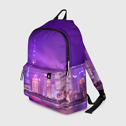 Рюкзак Неоновый мегаполис - Фиолетовый, цвет: 3D-принт