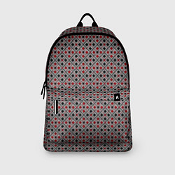 Рюкзак Красный, черный квадраты на гранжевом сером, цвет: 3D-принт — фото 2