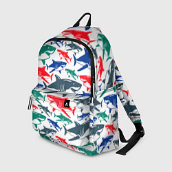 Рюкзак Стая разноцветных акул - паттерн, цвет: 3D-принт