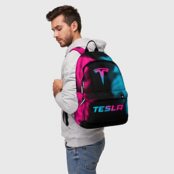Рюкзак Tesla - neon gradient: символ, надпись, цвет: 3D-принт — фото 2