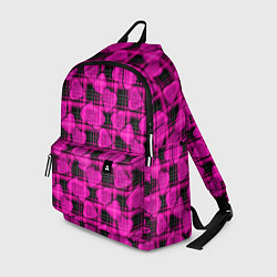 Рюкзак Black and pink hearts pattern on checkered, цвет: 3D-принт