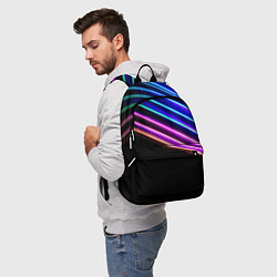 Рюкзак Неоновые полосы на черном, цвет: 3D-принт — фото 2